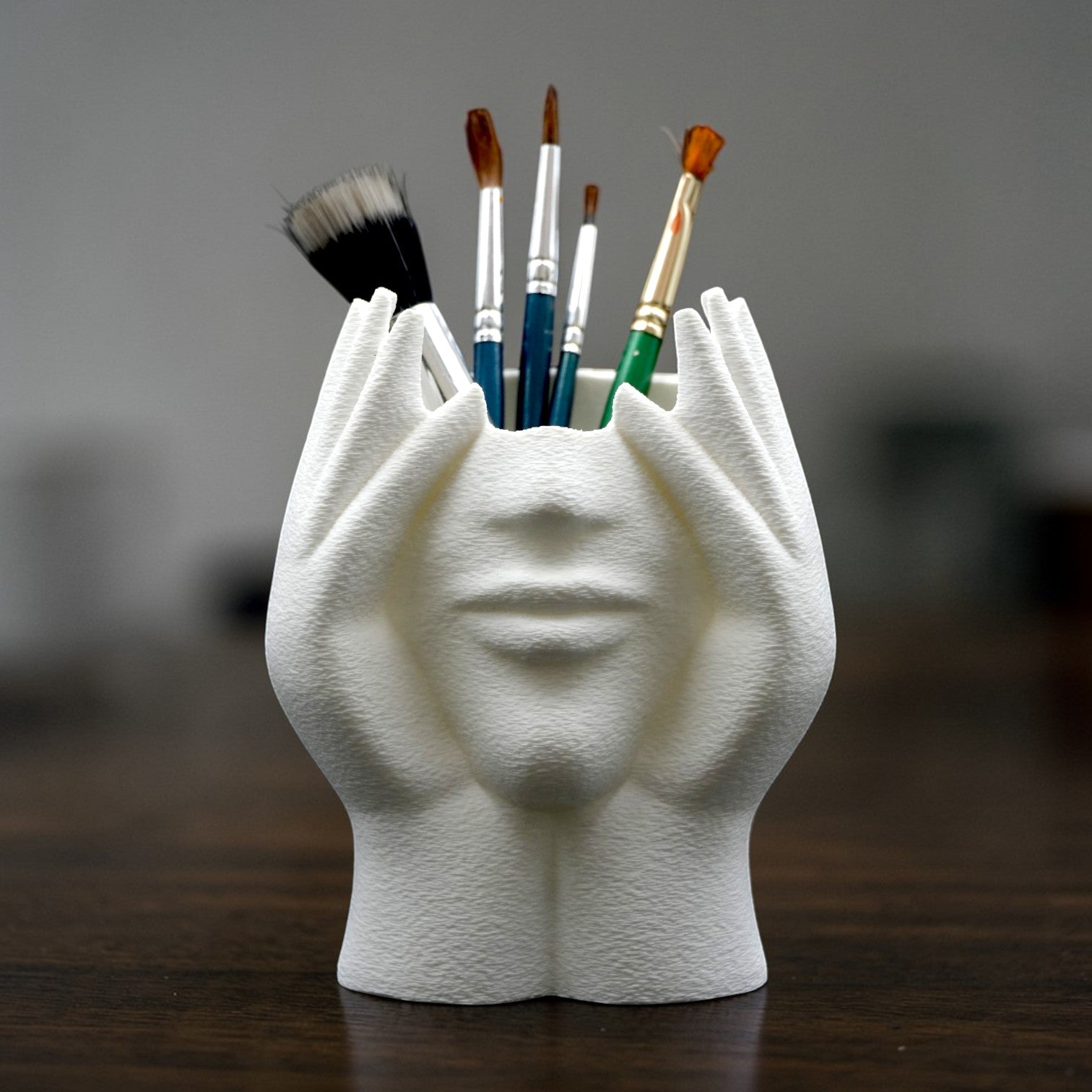 Artistic Face Pen Holder – Aesthetic  Desk Organizer | Creative Brush & Stationery Stand