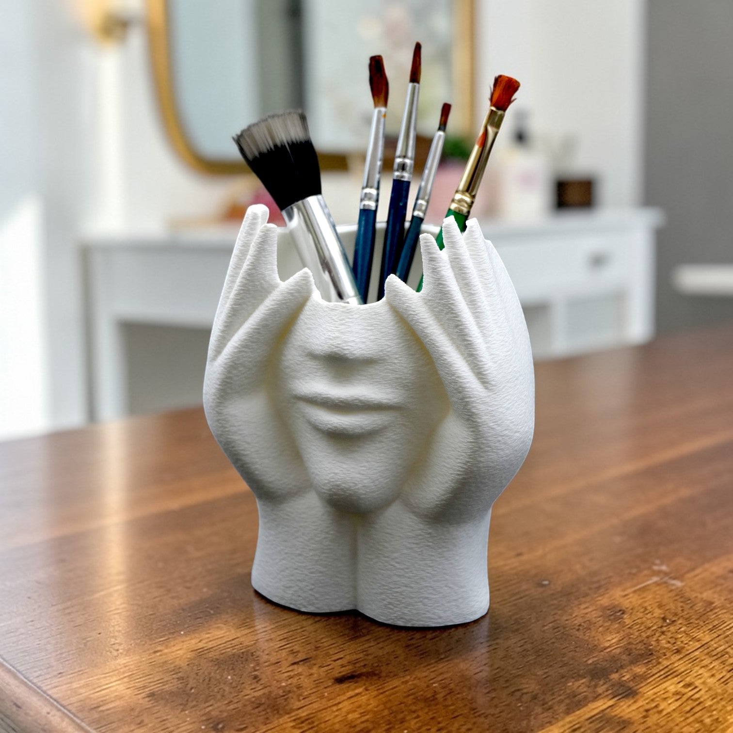 Artistic Face Pen Holder – Aesthetic  Desk Organizer | Creative Brush & Stationery Stand