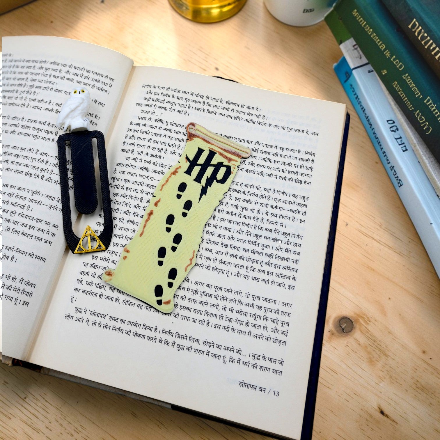 Magic Theme Funky P02 Bookmark, Plastic Bookmark, Owl & Footprint