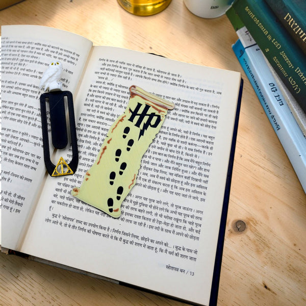 Magic Theme Funky P02 Bookmark, Plastic Bookmark, Owl & Footprint
