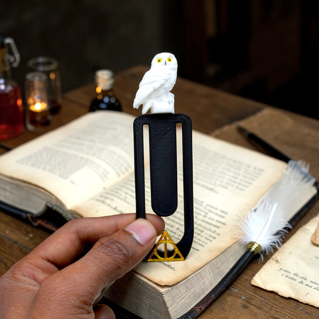 Magic Theme Funky P02 Bookmark, Plastic Bookmark, Owl & Footprint