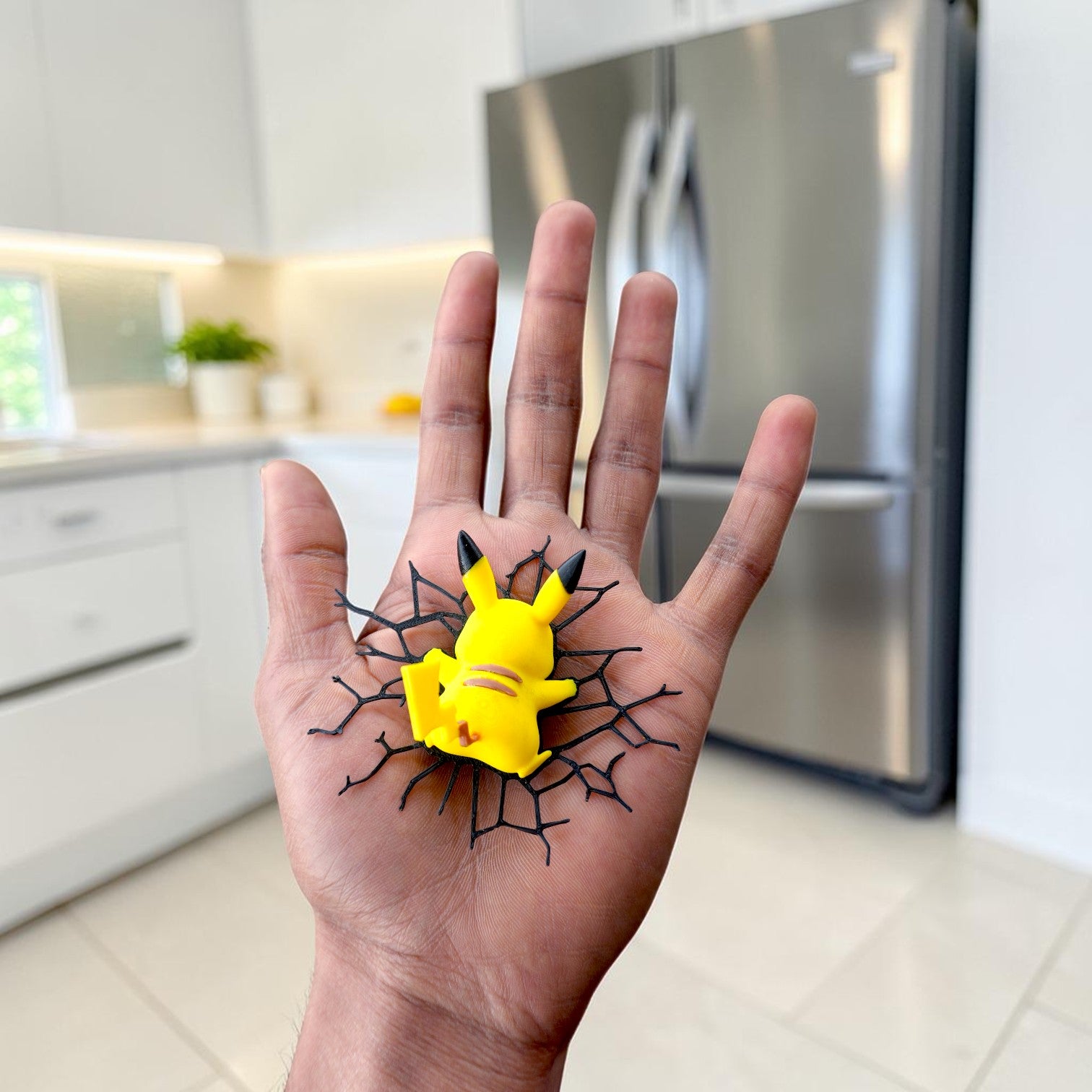 Cute Pikachu 3D Fridge Magnet | Broken Wall Illusion Anime Decor