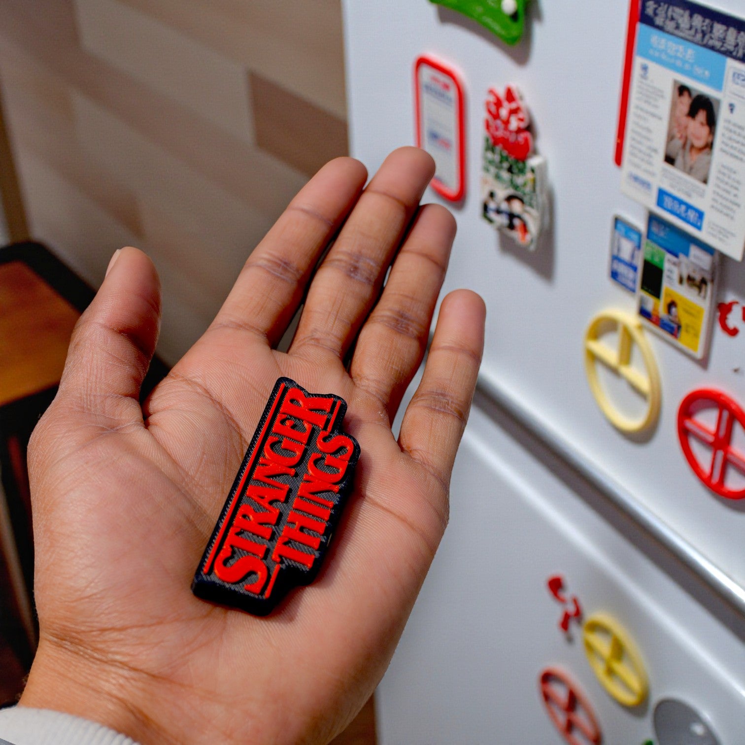 STRANGER THINGS LOGO FRIDGE MAGNET, HOME DECOR AND COLLECTIBLES